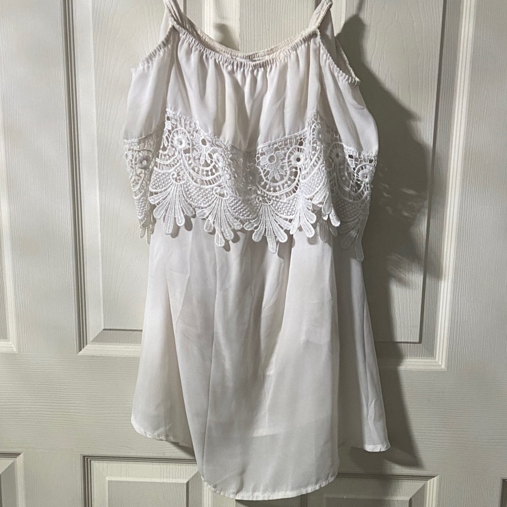 Elegant White off the shoulder Lace Trim Women's dress